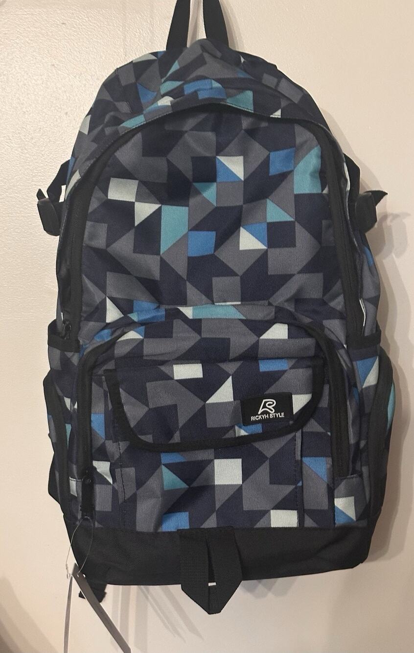 Backpack School Multi Pocket Geometric Organizer Padded Strap Rickyh Style NWT
